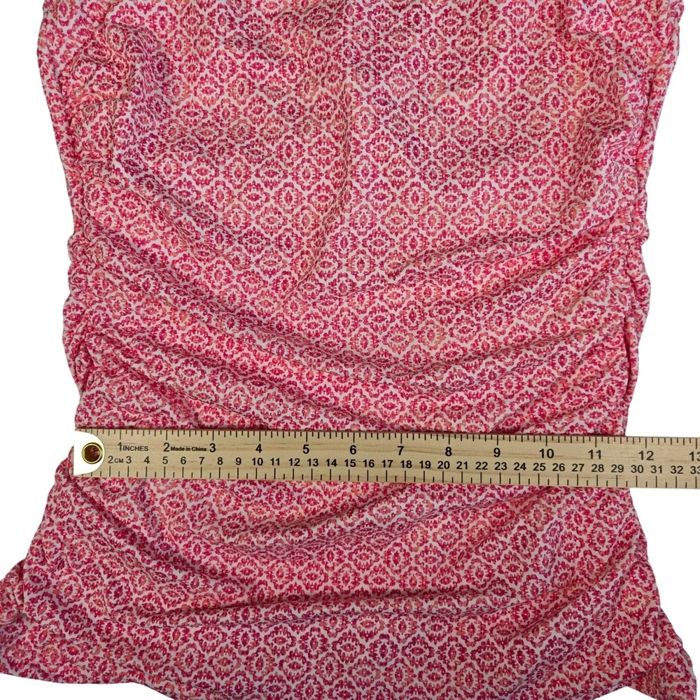 Talbots x Miraclesuit Pink Cabana Batik Geo Tankini Swim Top Only Size 6